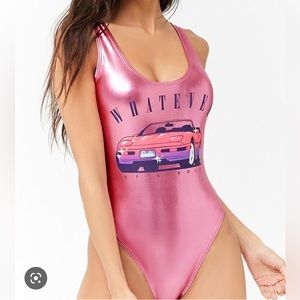 Forever 21 Synthetic Whatever Barbie Graphic Bodysuit in Pink